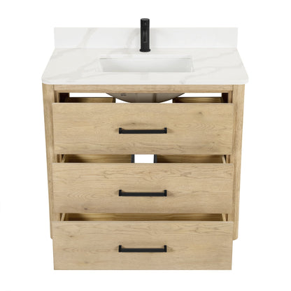 Meuble-lavabo Porto avec dessus en quartz blanc sans miroir