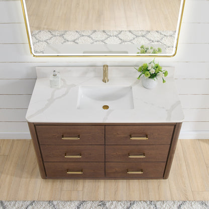 Meuble-lavabo Porto avec dessus en quartz blanc sans miroir