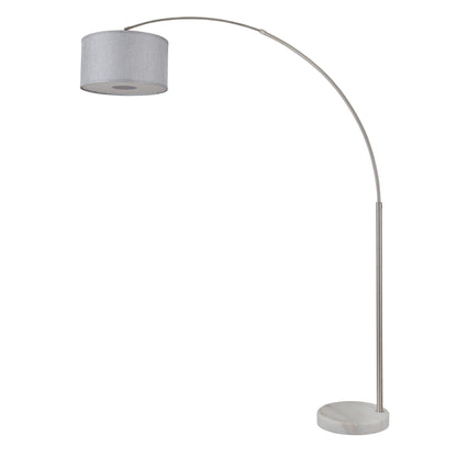 Lampadaire arqué réglable en acier Q-Max 81 avec abat-jour extra large et base en marbre
