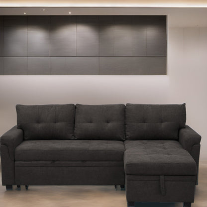 Canapé sectionnel réversible avec lit gigogne, méridienne avec rangement dissimulé, pieds durables,