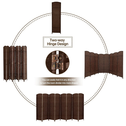 Paravent de séparation de pièce de 6 pieds de haut en fibre tissée, écran de confidentialité autoportant, écran pliant