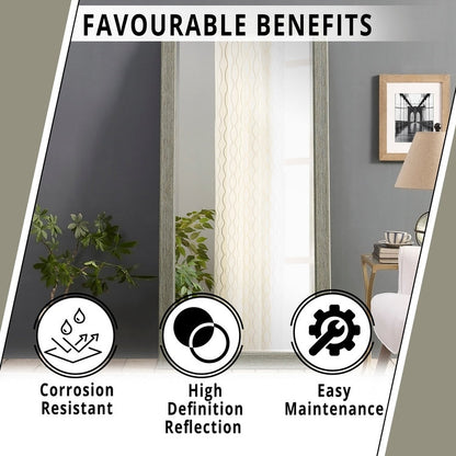 Miroir rustique pleine longueur - 66 x 32 cm, cadre rectangulaire en bois, miroir intégral pour salon, chambre à coucher