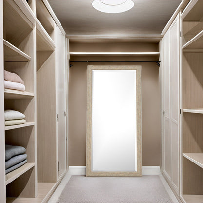 Miroir rustique pleine longueur - 66 x 32 cm, cadre rectangulaire en bois, miroir intégral pour salon, chambre à coucher