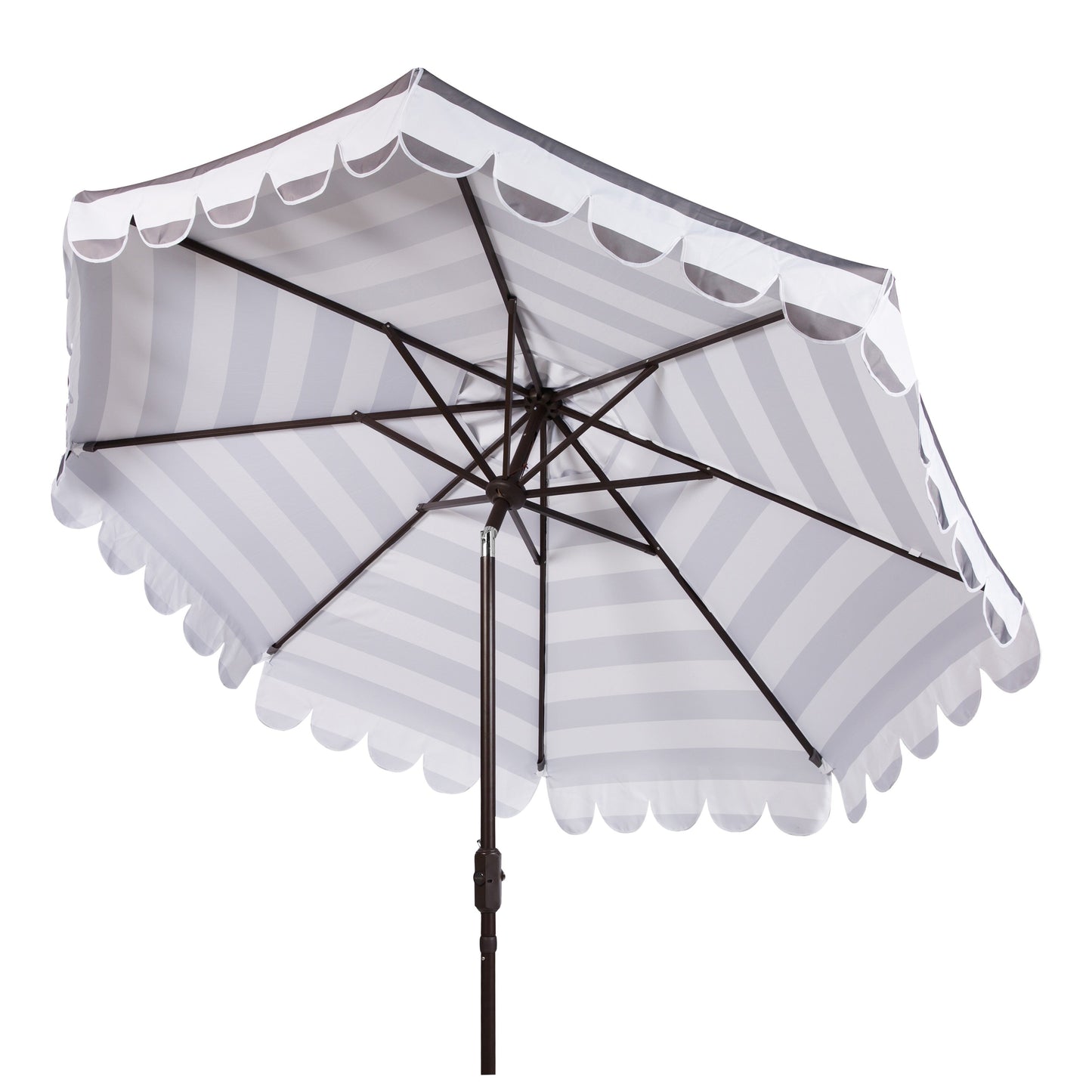 Parapluie à manivelle rayé SAFAVIEH Nargiz de 2,7 m, à motif festonné