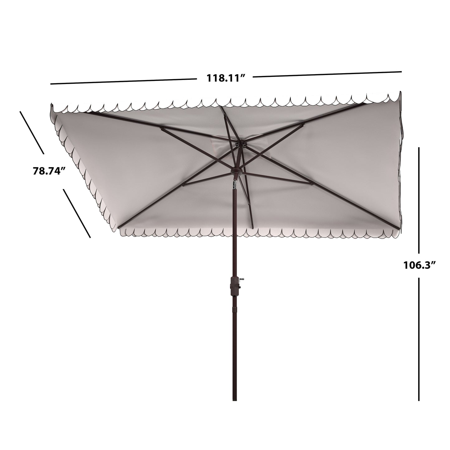 Parasol d'extérieur rectangulaire SAFAVIEH Zariah 6'x10' avec cantonnière