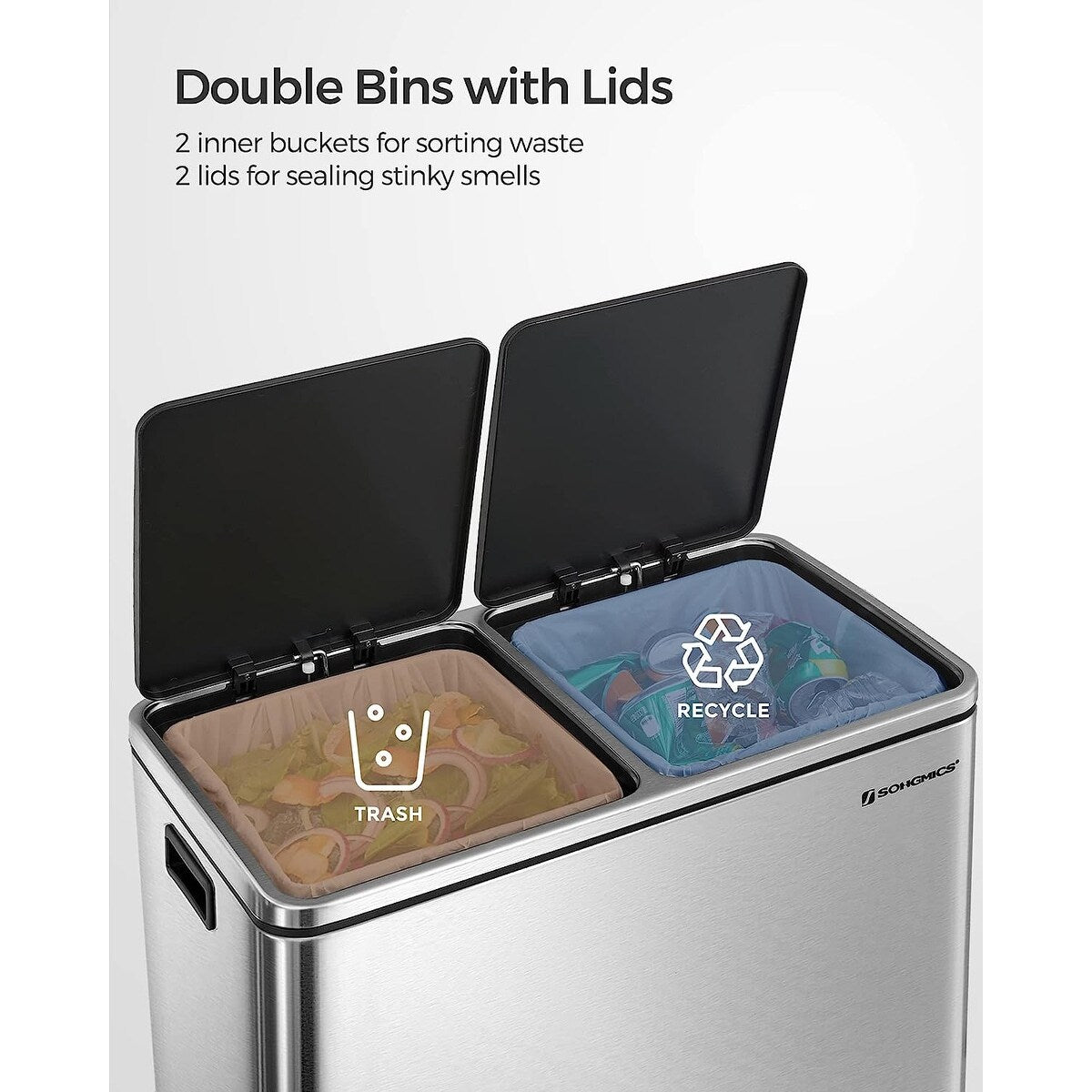 Poubelle double, 2 poubelles de 8 gallons