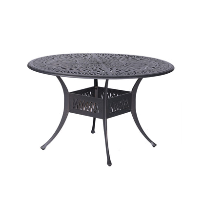 Ensemble de salle à manger rond en aluminium Saratoga 5 pièces avec coussins Sunbrella - Meilleur mobilier d'extérieur
