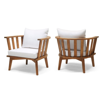 Fauteuils club d'extérieur en bois d'acacia Sedona avec coussins (lot de 2) par Christopher Knight Home