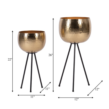 Sagebrook Home Lot de 2 jardinières robustes en fer sur supports modernes - Transformez votre espace de vie en oasis