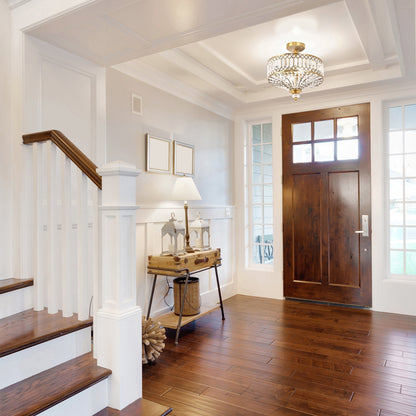 Luminaire semi-encastré en verre à plusieurs niveaux Silver Orchid Furey, bronze/or - 14,75 L x 14,75 l x 15,25 H