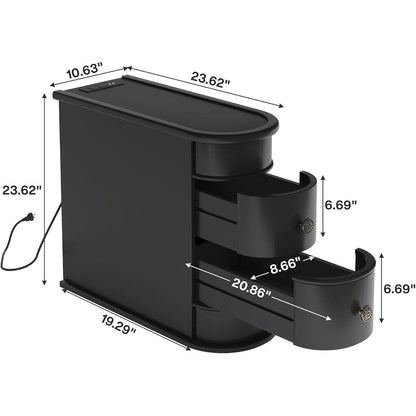 Table d'appoint étroite à deux tiroirs en bois massif