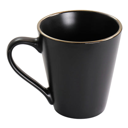 Service de table 16 pièces en grès noir avec bordure dorée