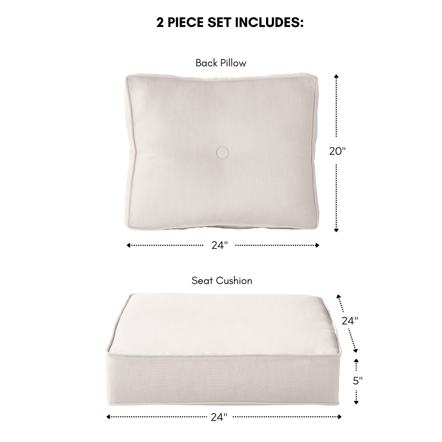 Ensemble de coussins d'extérieur à siège profond Sunbrella de qualité supérieure, 2 pièces