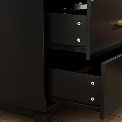 Commode double Timechee à 6 tiroirs, 47,2 po de largeur, pieds en bois massif, coffre laqué