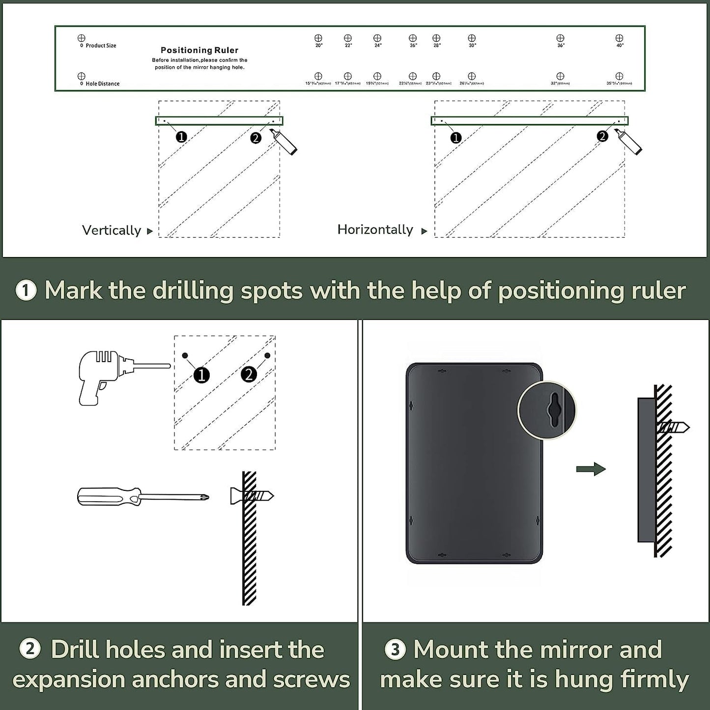 Miroir mural de salle de bain moderne à cadre en métal TokeShimi