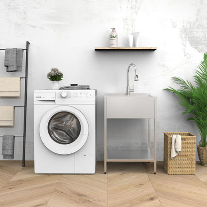 Évier de buanderie et lavabo en acier inoxydable Transolid EWS-2422S de 24 po de largeur x 22 po de profondeur x 35 po de hauteur - 24 po x 22 po