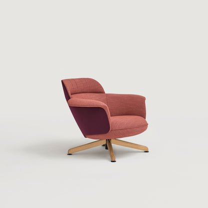 Chaise longue rembourrée Ulis avec base en bois de chêne