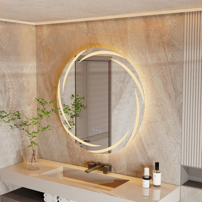 Miroir de salle de bain unique, grand et rétroéclairé à LED, sans scintillement
