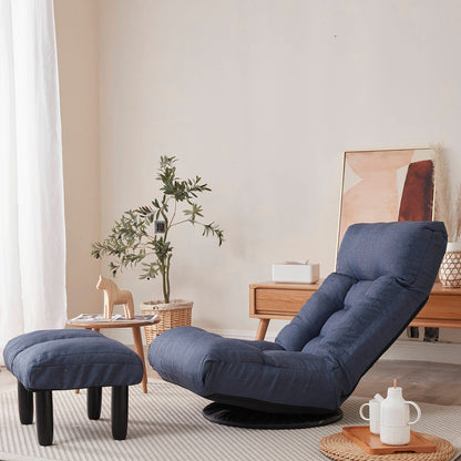 Ensemble de fauteuil inclinable rembourré sans accoudoirs avec pouf et appui-tête réglable