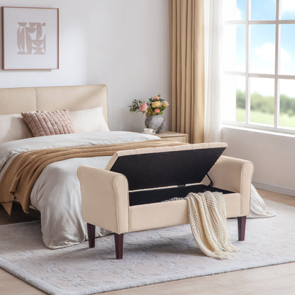 Banc de rangement rembourré, banc d'entrée avec dessus rabattable touffeté, 50,4 pouces