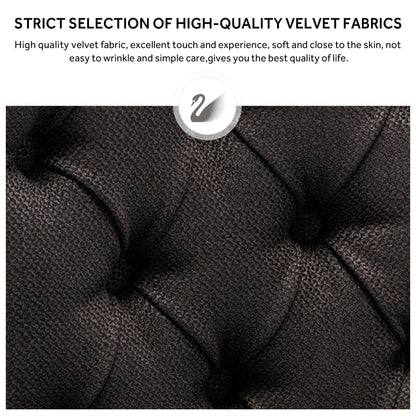 Chaise de salle à manger capitonnée en velours avec pieds en bois massif, lot de 6