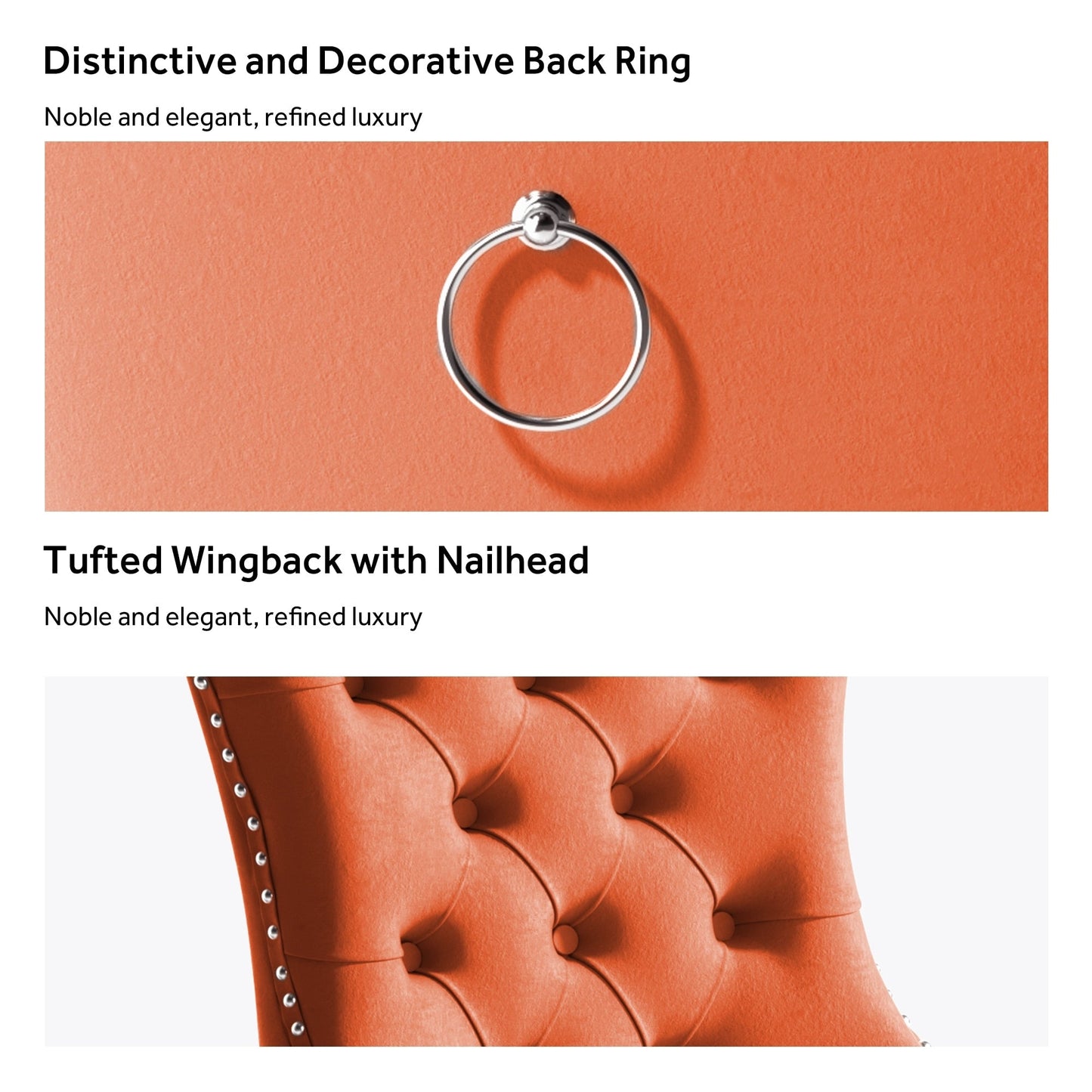 Chaise de salle à manger capitonnée en velours avec pieds en bois massif, lot de 6