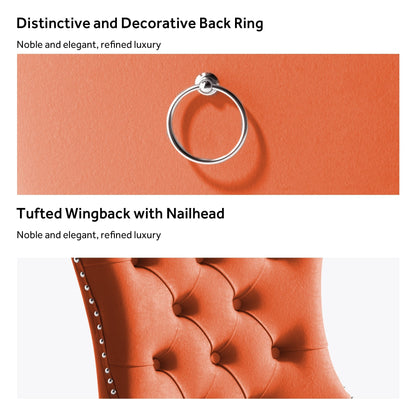 Chaise de salle à manger capitonnée en velours avec pieds en bois massif, lot de 6