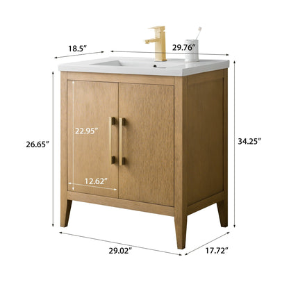 Meuble-lavabo simple Vanity Art 20, 24 ou 30 avec dessus en céramique