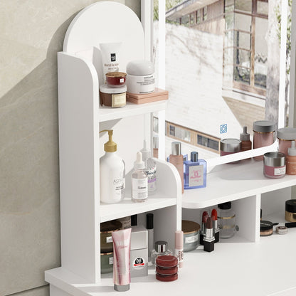 Ensemble de coiffeuse avec miroir et lampe, coiffeuse de maquillage avec tabouret