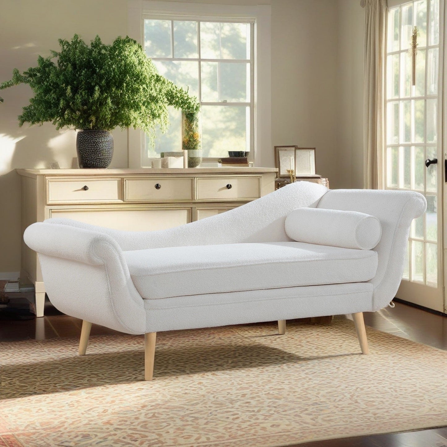 Chaise longue vintage avec accoudoirs en volutes par Christopher Knight Home