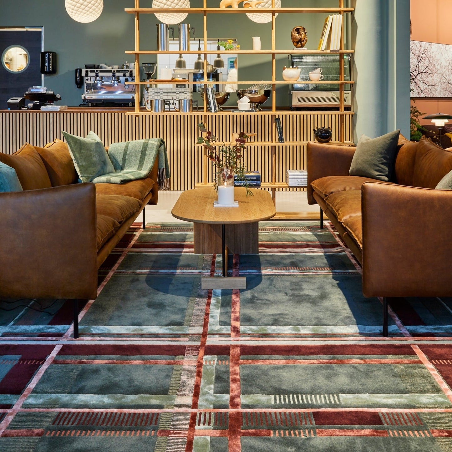 Tapis touffeté à la main vert armée Ruter