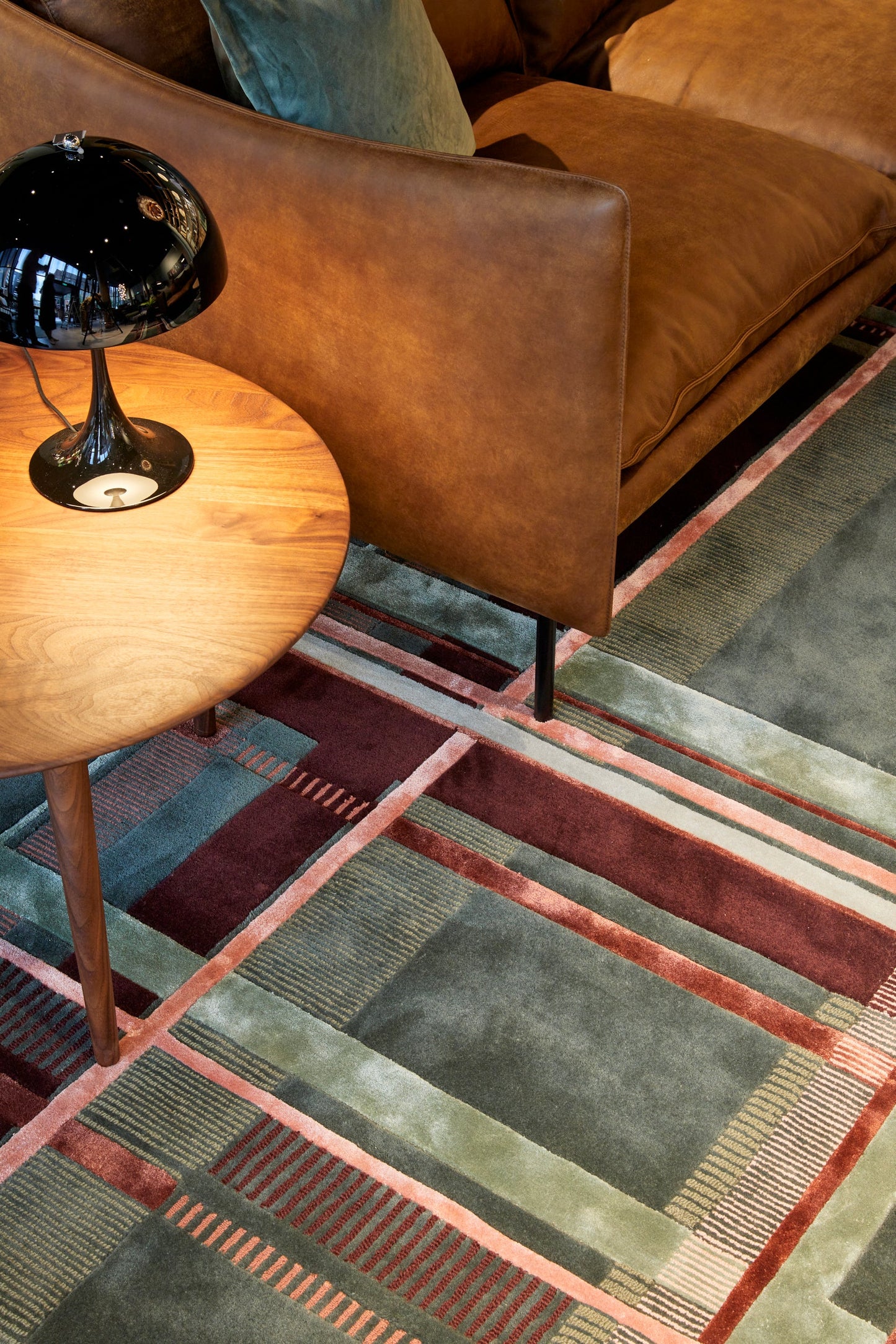 Tapis touffeté à la main vert armée Ruter