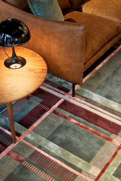 Tapis touffeté à la main vert armée Ruter