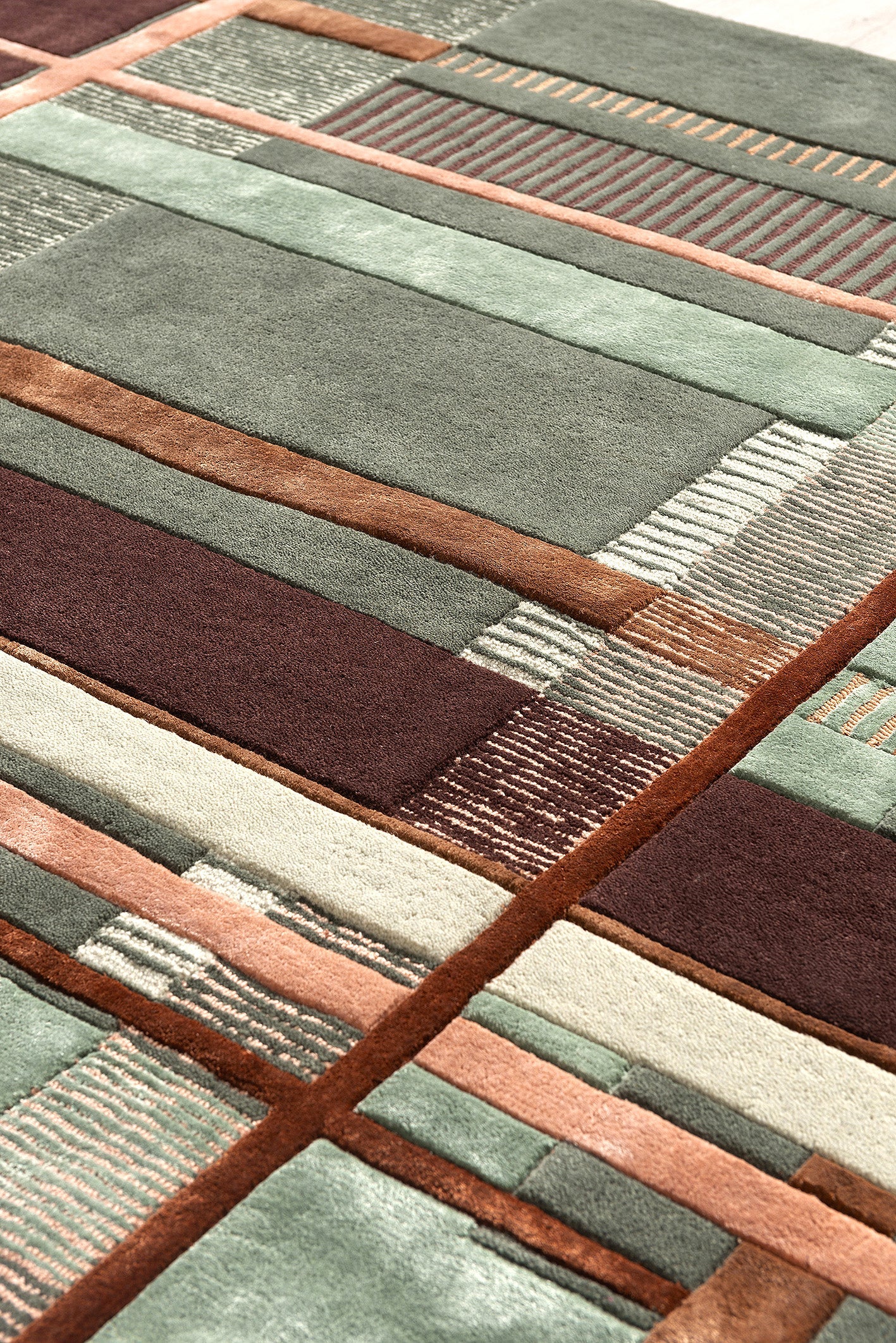 Tapis touffeté à la main vert armée Ruter