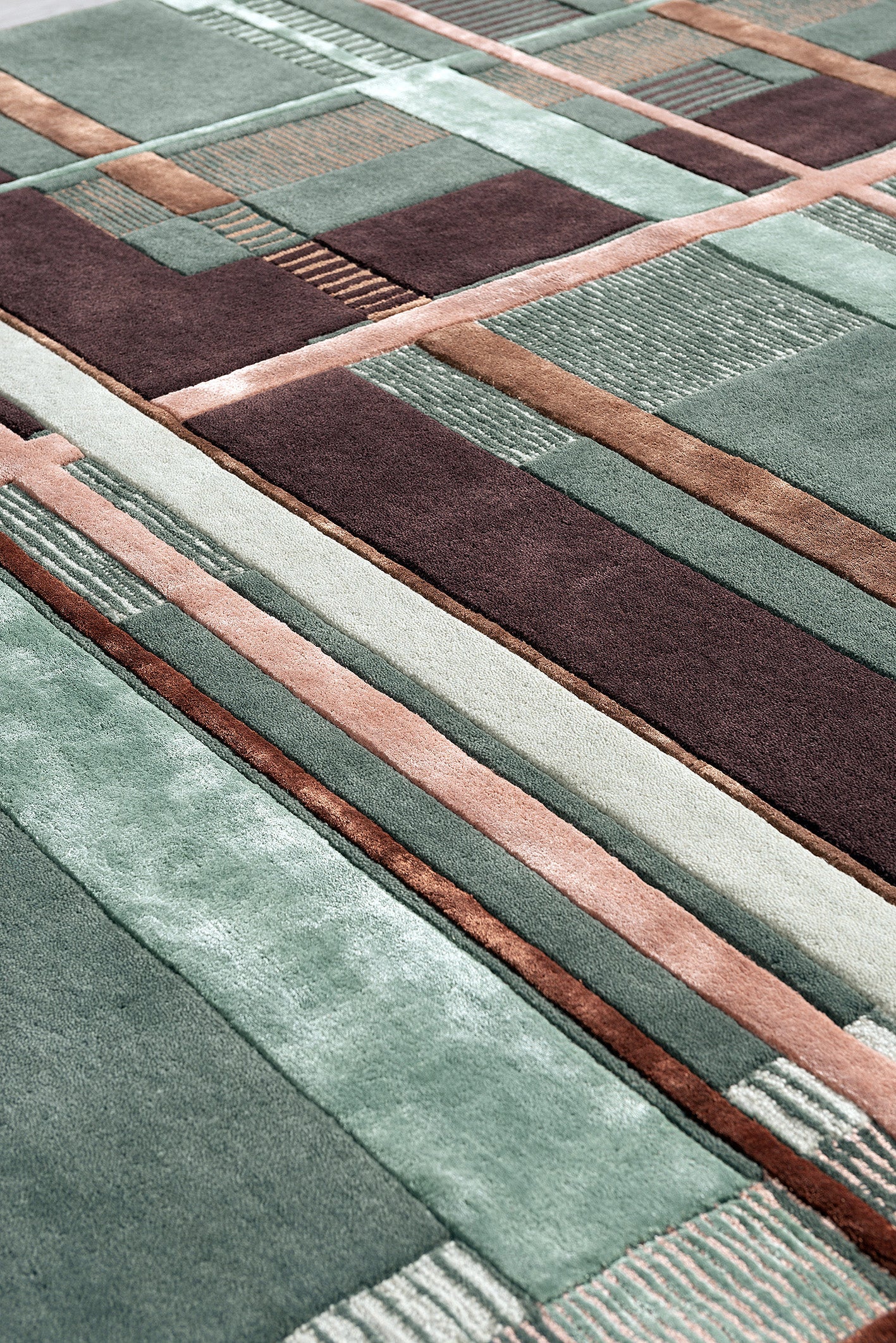 Tapis touffeté à la main vert armée Ruter