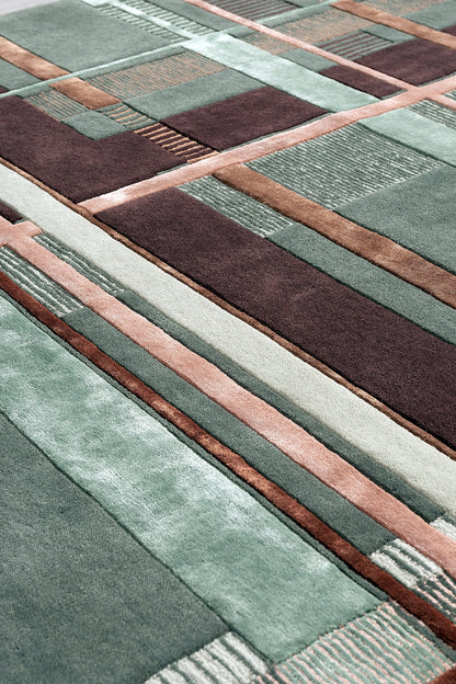 Tapis touffeté à la main vert armée Ruter