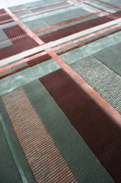 Tapis touffeté à la main vert armée Ruter