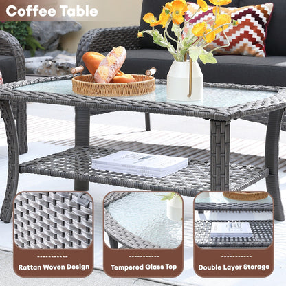 Ensemble de conversation de 4 pièces pour patio extérieur XIZZI avec table