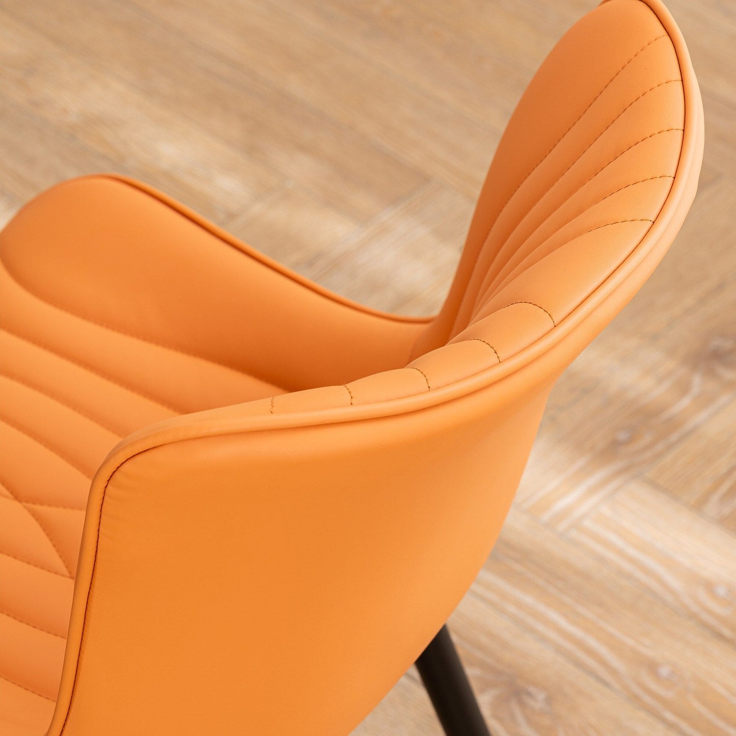 Lot de 2 chaises de salle à manger modernes en cuir rembourré sans accoudoirs