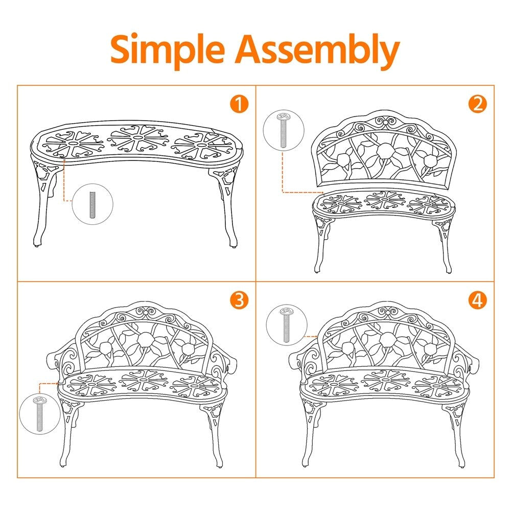 Banc de jardin en métal d'extérieur Yaheetech - N/A