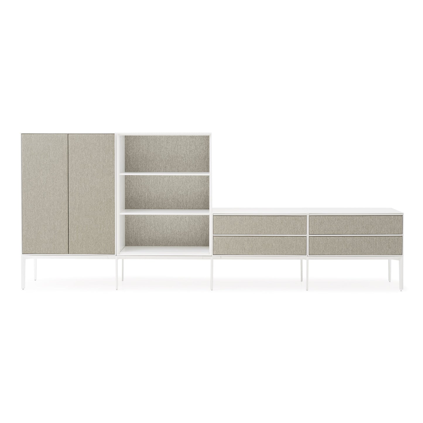 Système de rangement de bureau ADD S | Portes en L + ouverture en L + deux tiroirs doubles en S