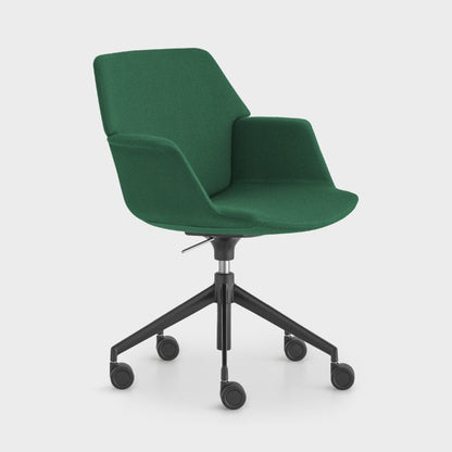 Chaise de bureau à dossier bas Uno avec base pyramidale à 5 branches 