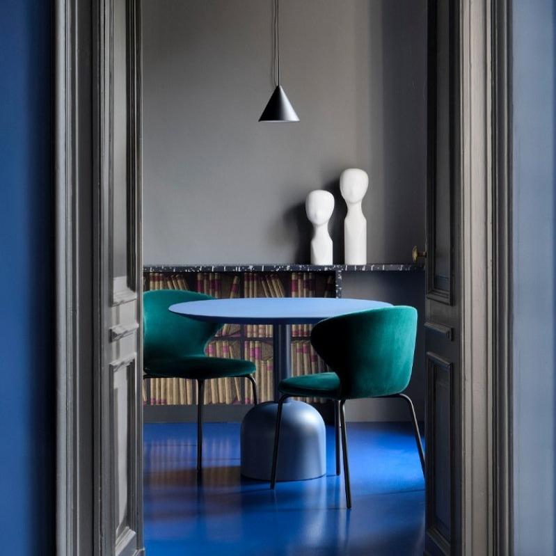 Chaise de salle à manger Mula avec base en acier tubulaire