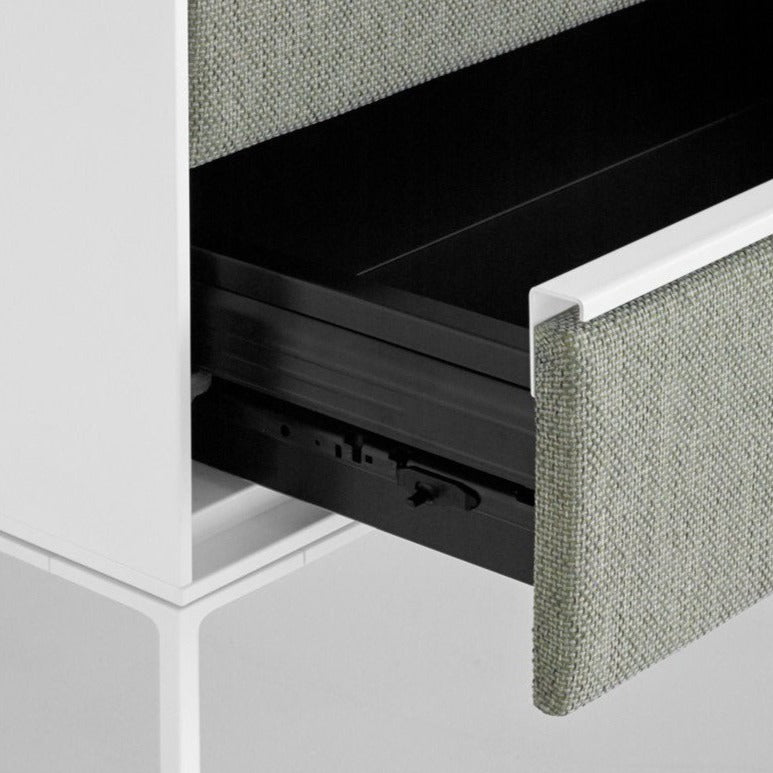 Système de rangement de bureau ADD S | L ouvert + S deux tiroirs doubles + M portes