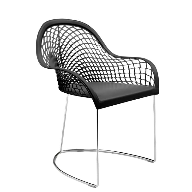 Fauteuil Guapa en cuir chromé/noir