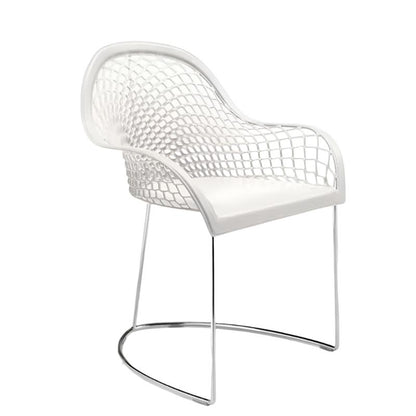 Fauteuil Guapa en cuir chromé/peau blanche