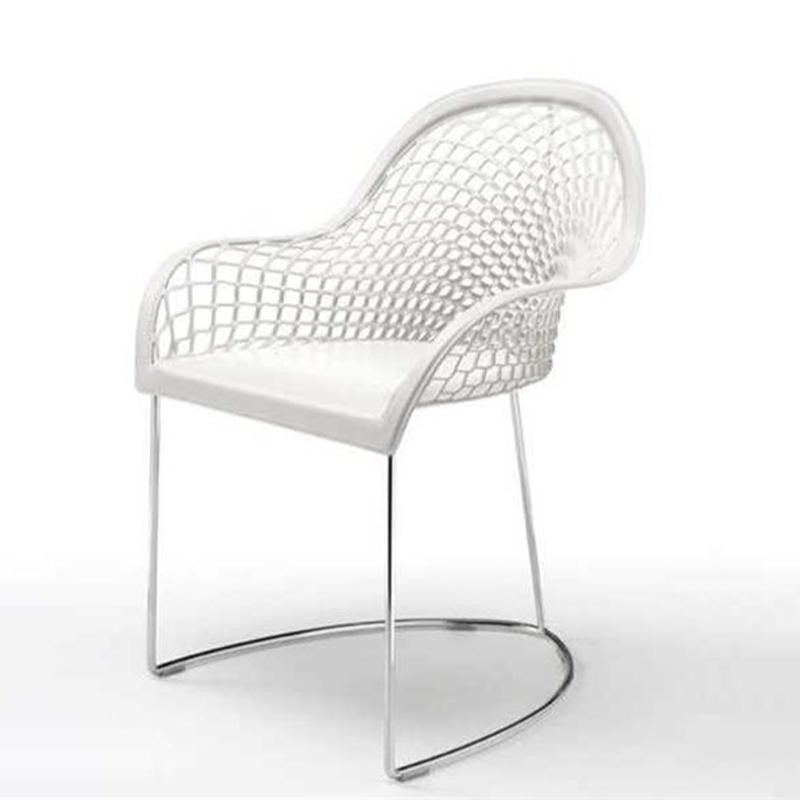 Fauteuil Guapa en cuir chromé/peau blanche
