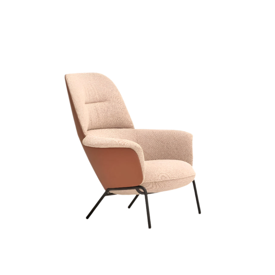 Chaise longue rembourrée Ulis avec base en métal