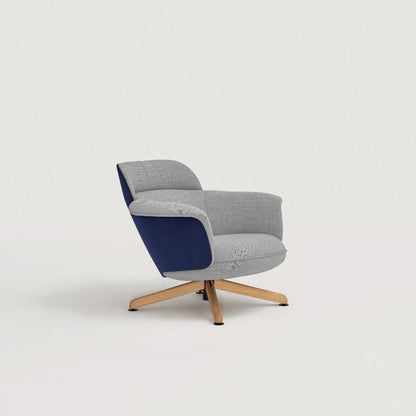 Chaise longue rembourrée Ulis avec base en bois de chêne