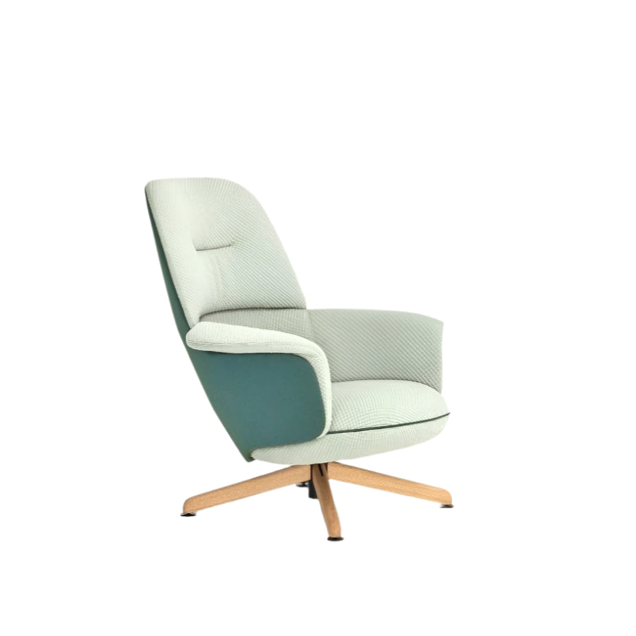 Chaise longue rembourrée Ulis avec base en bois de chêne